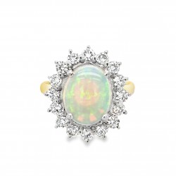Pre Owned 18ct Opal and Diamond Cluster Ring ZX303 Pre Owned 18ct Opal and Diamond Cluster Ring ZX303